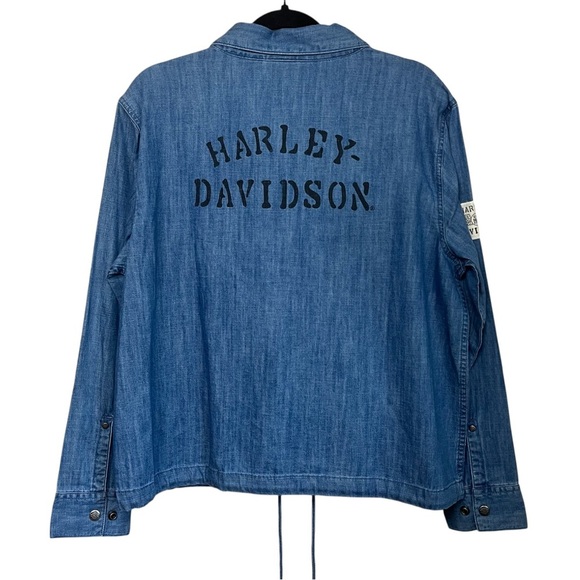 Harley-Davidson Division Chambray Anorak Jacket Denim Size Large NWT - Picture 3 of 13